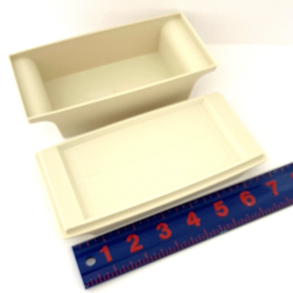 Vintage Tupperware Double 2 Stick BUTTER DISH Container Holder #1512 Almond - Picture 4 of 9